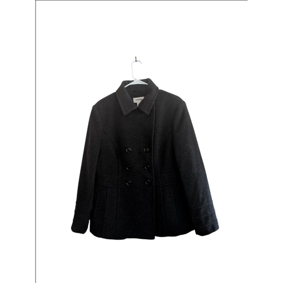 Women's St. John's Bay Cashmere Wool Blend Charcoal Pea Coat L - Picture 2 of 7